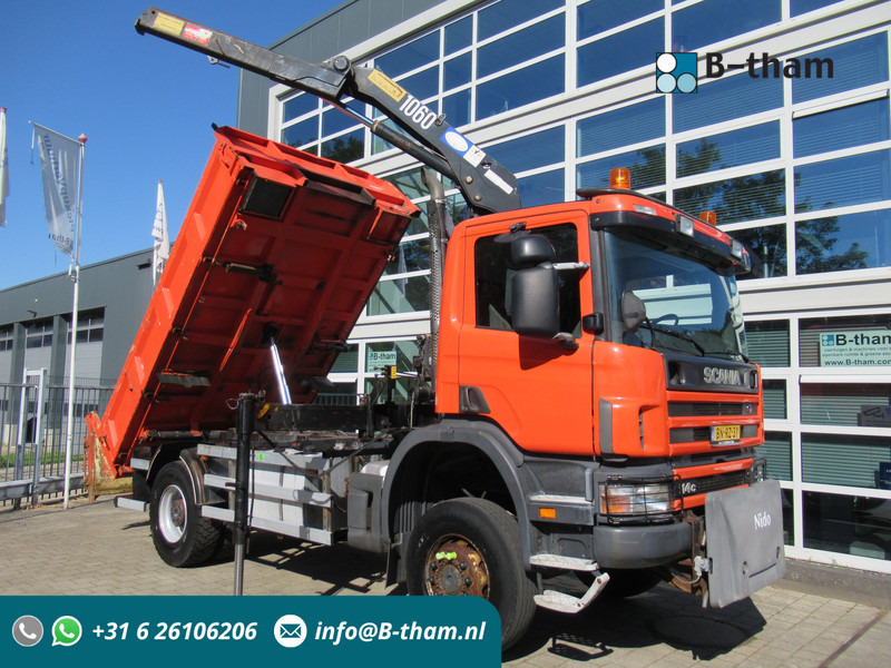 Scania P 114 CB 4x4 HZ 340 3-W. Tipper - 3-S. Kipper + HMF 1063 Crane Kran - Самосвал, Автоманипулятор: фото 1 Scania P 114 CB 4x4 HZ 340 3-W. Tipper - 3-S. Kipper + HMF 1063 Crane Kran - Самосвал, Автоманипулятор: фото 1