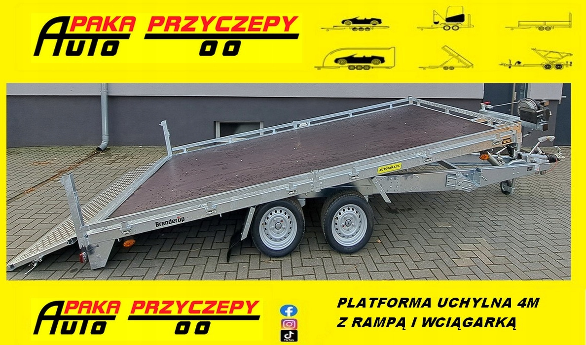 PRZYCZEPA PLATFORMA 408 CM, UCHYŁOWA Z WCIĄGARKĄ, DMC 3500 KG / PLATFORM TRAILER 408 CM, TIPPING WITH WINCH, DMC 3500 KG - Прицеп бортовой/ Платформа: фото 1 PRZYCZEPA PLATFORMA 408 CM, UCHYŁOWA Z WCIĄGARKĄ, DMC 3500 KG / PLATFORM TRAILER 408 CM, TIPPING WITH WINCH, DMC 3500 KG - Прицеп бортовой/ Платформа: фото 1