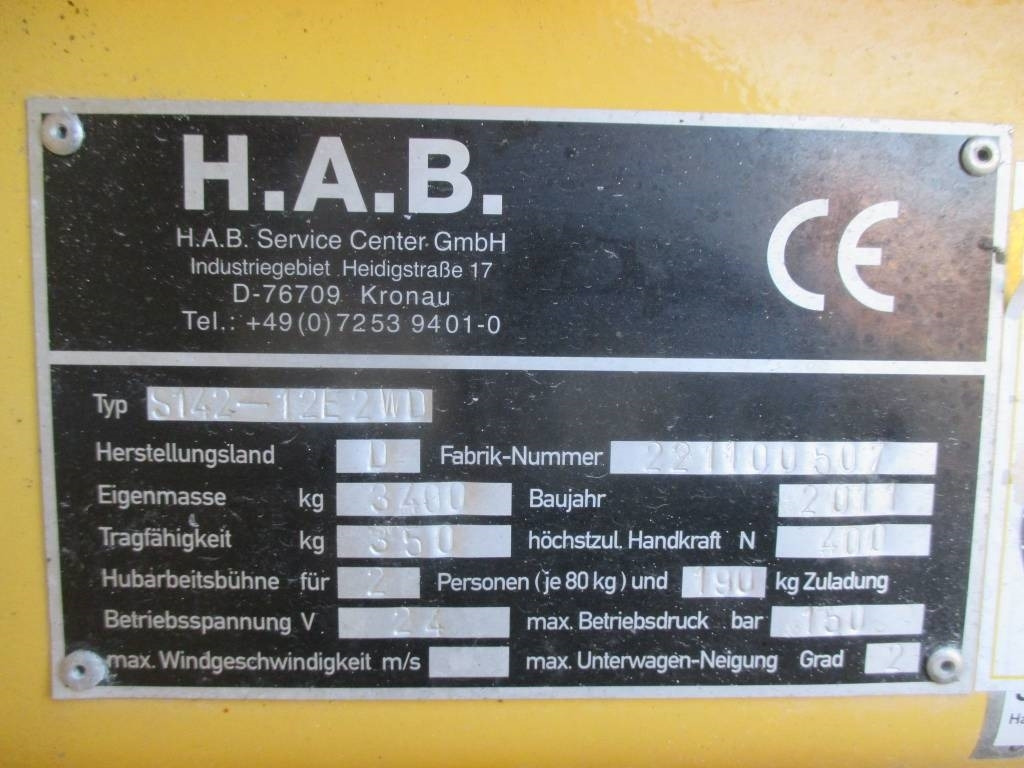 Ножничный подъемник HAB S142-12E2WD: фото 10 Ножничный подъемник HAB S142-12E2WD: фото 10