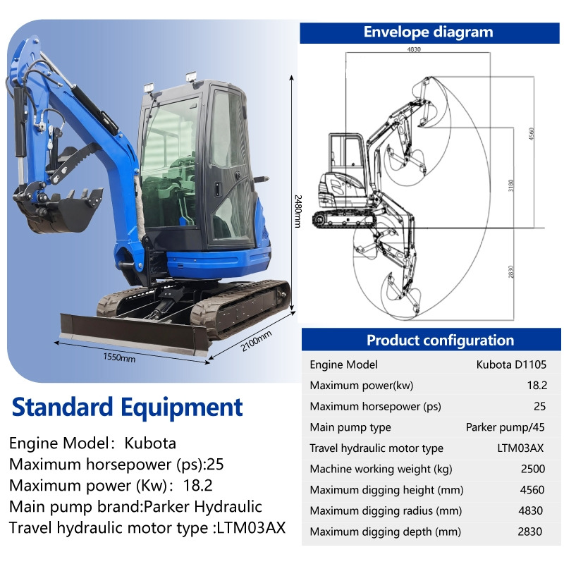 LEZUM DY25U Mini Excavator Digger Miniexcavadora EPA Kubota Engine Mini Excavator For Sale With Mini Excavator Attachment Set - Гусеничный экскаватор: фото 2 LEZUM DY25U Mini Excavator Digger Miniexcavadora EPA Kubota Engine Mini Excavator For Sale With Mini Excavator Attachment Set - Гусеничный экскаватор: фото 2