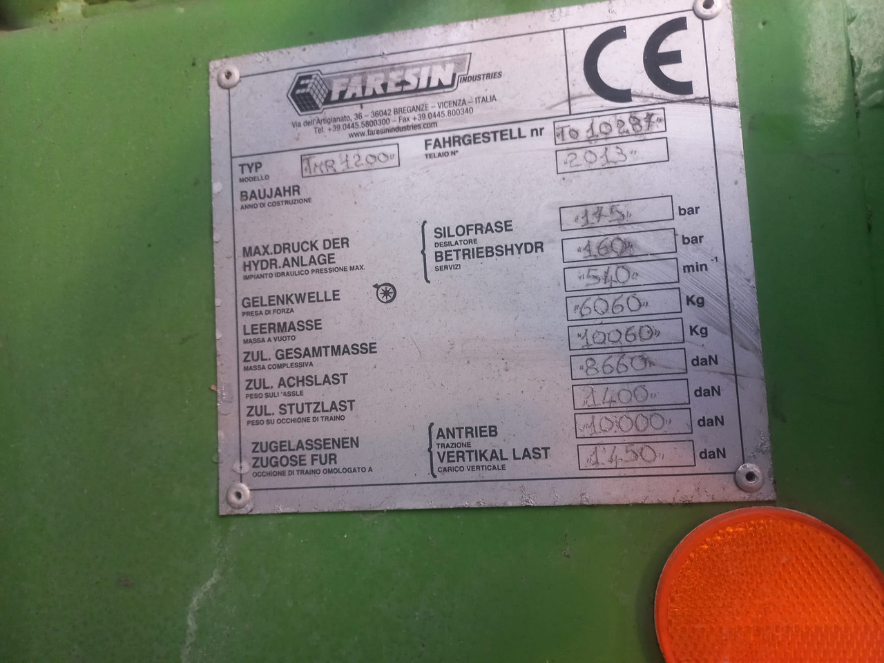 FARESIN TMR 1200 TEHNOLOGICAL TRAILER - Кормораздатчик: фото 5 FARESIN TMR 1200 TEHNOLOGICAL TRAILER - Кормораздатчик: фото 5