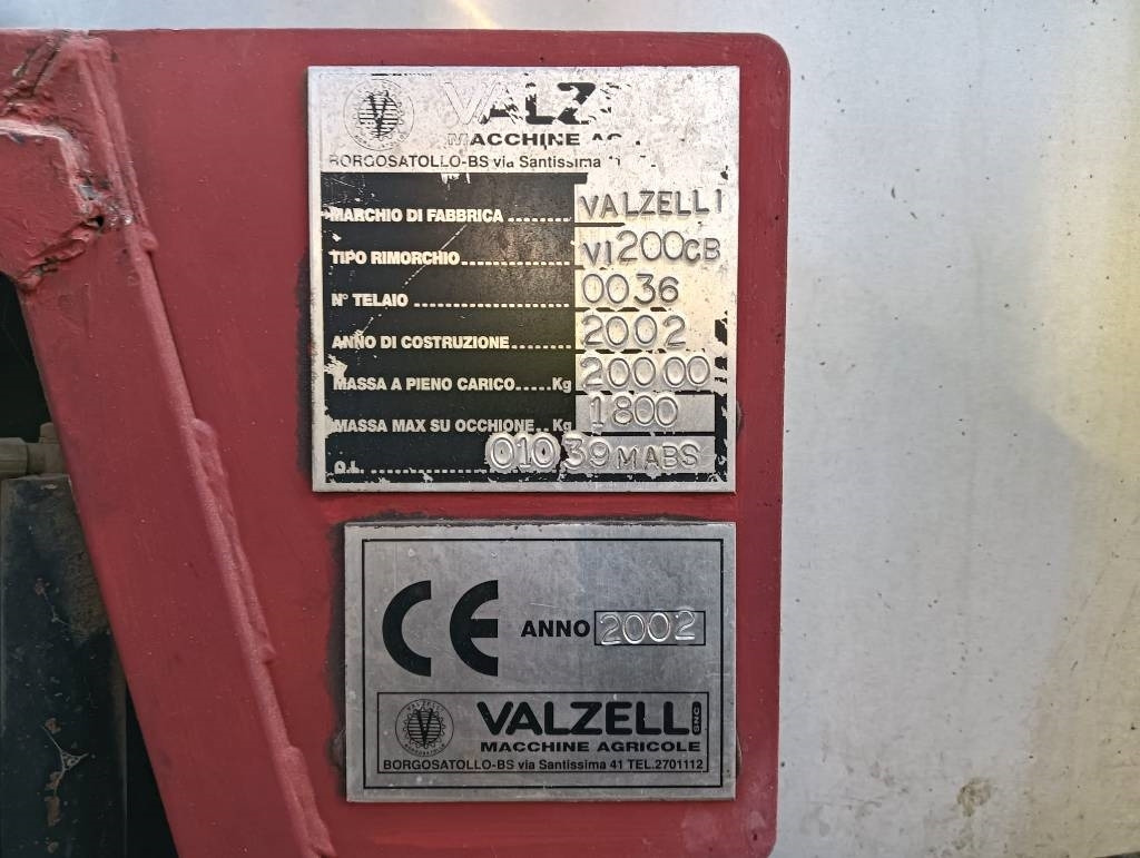 Valzelli 200 cb - Сельскохозяйственный прицеп: фото 3 Valzelli 200 cb - Сельскохозяйственный прицеп: фото 3