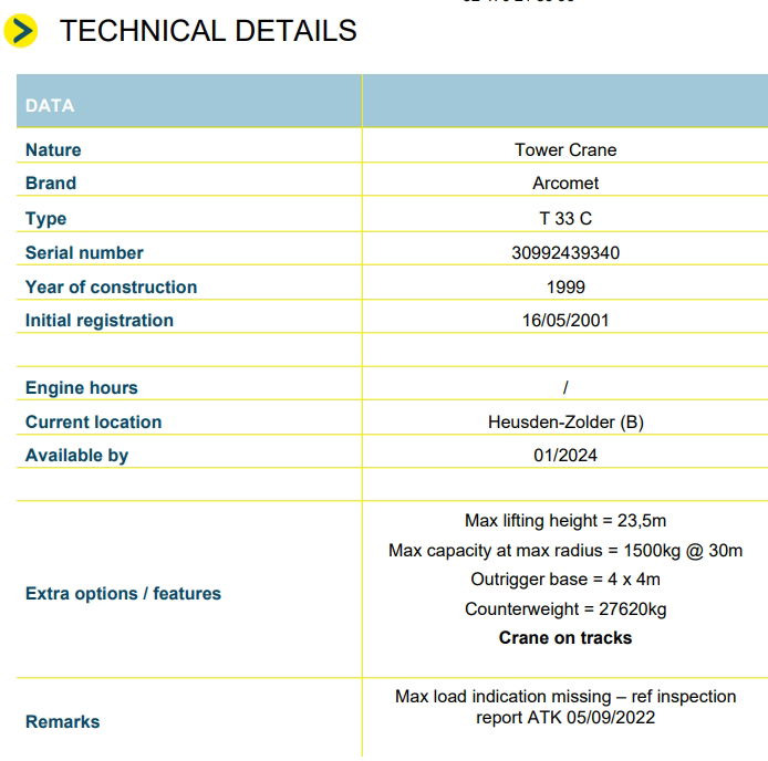 Arcomet T 33 C - Быстромонтируемый башенный кран: фото 2 Arcomet T 33 C - Быстромонтируемый башенный кран: фото 2