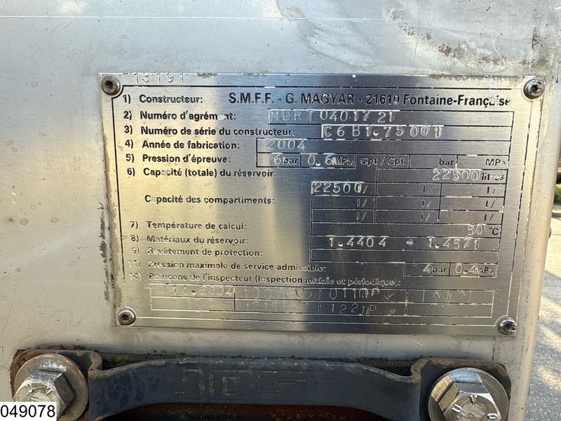 Magyar Chemie 22500 liter - Полуприцеп-цистерна: фото 5 Magyar Chemie 22500 liter - Полуприцеп-цистерна: фото 5