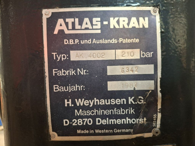 Atlas AK 4002 - Кран-манипулятор: фото 5 Atlas AK 4002 - Кран-манипулятор: фото 5