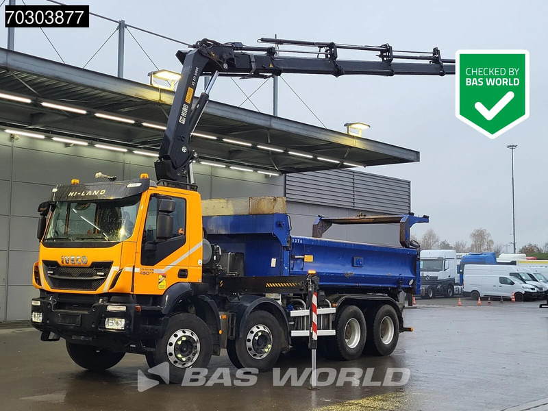 Iveco Trakker 450 8X4 HIAB 211 EP-4 Hiduo Kran Crane Big-Axle 2-Side Tipper Euro 6 - Самосвал, Автоманипулятор: фото 1 Iveco Trakker 450 8X4 HIAB 211 EP-4 Hiduo Kran Crane Big-Axle 2-Side Tipper Euro 6 - Самосвал, Автоманипулятор: фото 1