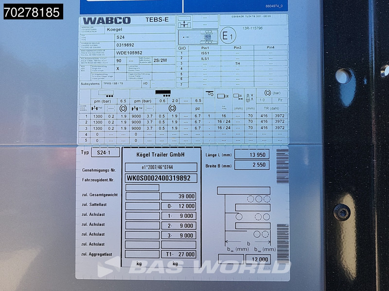 Новый Тентованный полуприцеп Kögel S24-1 MEGA Hefdak Schuifdak Liftas: фото 20