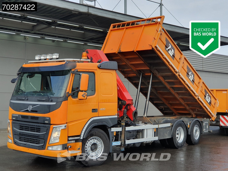 Volvo FM 420 6X2 HMF 2120 K 4 Crane Lift+lenkasche Euro 6 - Самосвал, Автоманипулятор: фото 1 Volvo FM 420 6X2 HMF 2120 K 4 Crane Lift+lenkasche Euro 6 - Самосвал, Автоманипулятор: фото 1