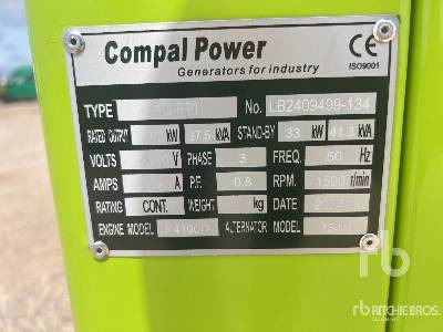 COMPAL VG-R30 37.5 kVA Skid-Mounted (Unused) - Электрогенератор: фото 5 COMPAL VG-R30 37.5 kVA Skid-Mounted (Unused) - Электрогенератор: фото 5