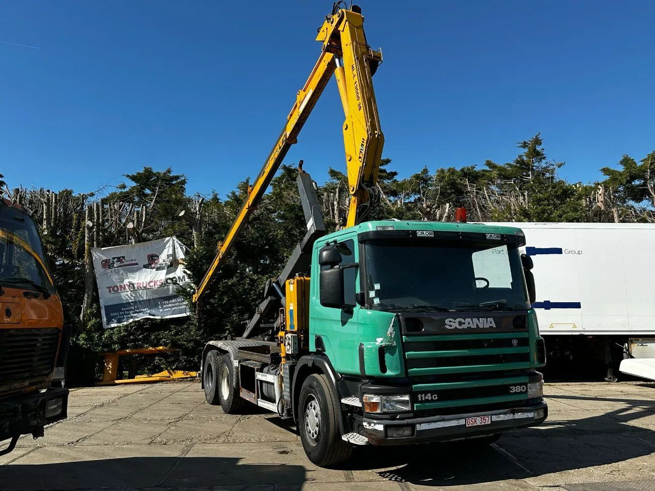 Scania P114-380 6X2 Ampirol + Heila 13000 5T Crane Manu - Грузовик-контейнеровоз/ Сменный кузов: фото 1 Scania P114-380 6X2 Ampirol + Heila 13000 5T Crane Manu - Грузовик-контейнеровоз/ Сменный кузов: фото 1