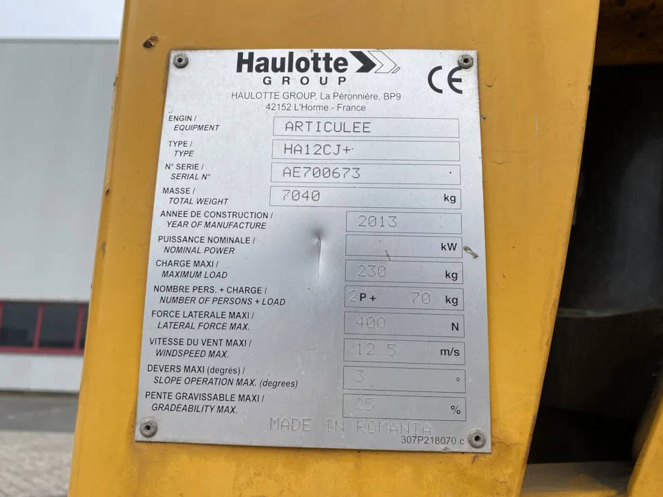 HAULOTTE HA 12 CJ+ - Коленчатый подъемник: фото 4 HAULOTTE HA 12 CJ+ - Коленчатый подъемник: фото 4