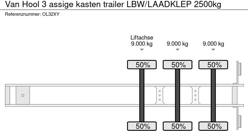 Полуприцеп-фургон Van Hool 3 assige kasten trailer LBW/LAADKLEP 2500kg: фото 8