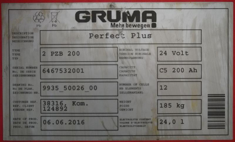 GRUMA 24 Volt 2 PzB 200 Ah - Аккумулятор: фото 2 GRUMA 24 Volt 2 PzB 200 Ah - Аккумулятор: фото 2