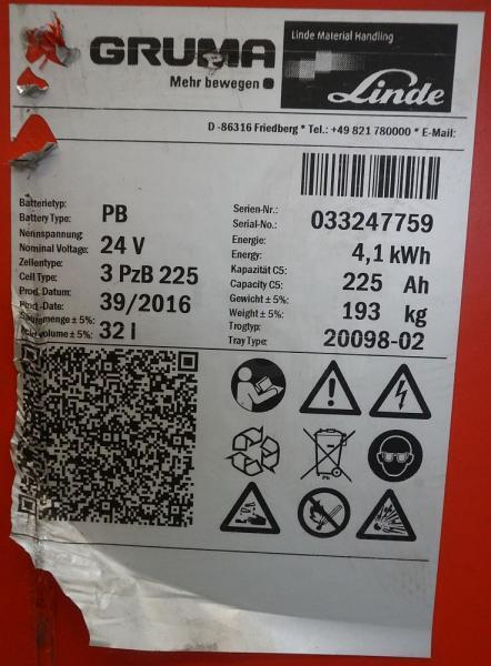 GRUMA 24 Volt 3 PzB 225 Ah - Аккумулятор: фото 5 GRUMA 24 Volt 3 PzB 225 Ah - Аккумулятор: фото 5
