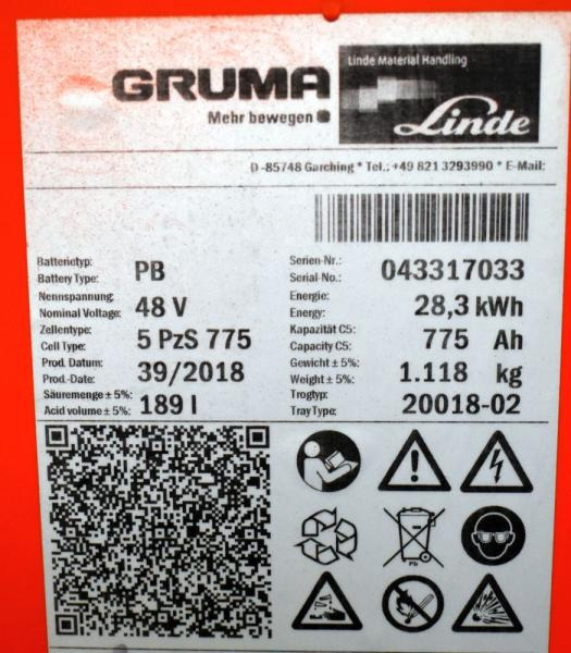 GRUMA 48 Volt 5 PzS 775 Ah - Аккумулятор: фото 5 GRUMA 48 Volt 5 PzS 775 Ah - Аккумулятор: фото 5