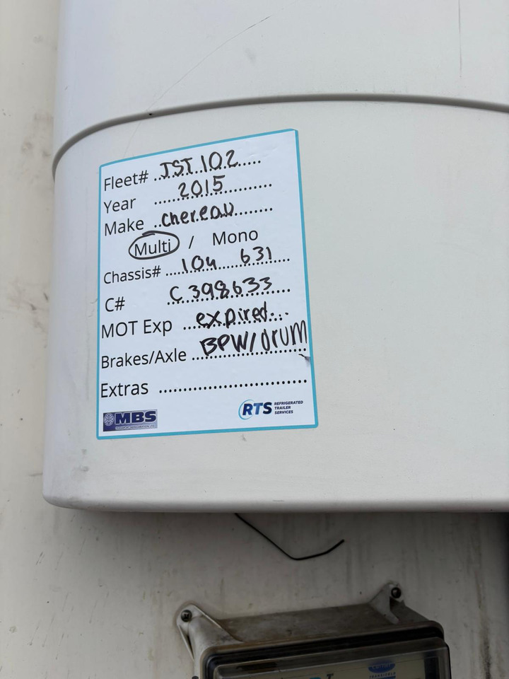 Chereau 2015 Vector 1950MT – JST102 - Полуприцеп-рефрижератор: фото 3 Chereau 2015 Vector 1950MT – JST102 - Полуприцеп-рефрижератор: фото 3