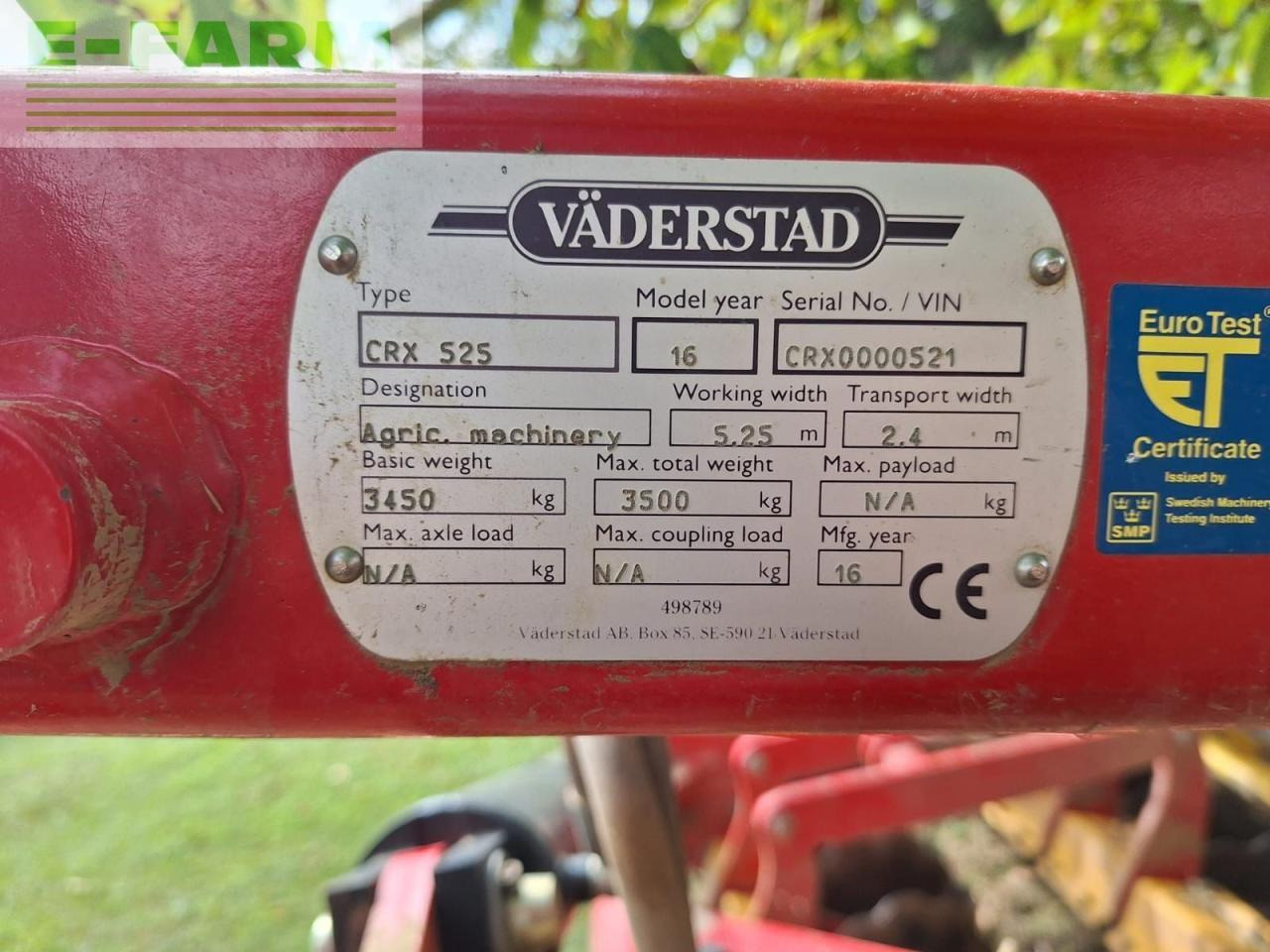 Väderstad crx 525 - Дисковая борона: фото 4 Väderstad crx 525 - Дисковая борона: фото 4