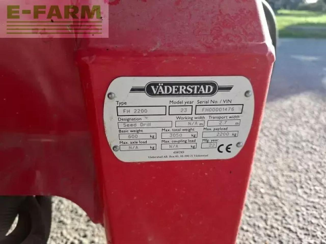 Väderstad fh 2200 - Сеялка точного высева: фото 5 Väderstad fh 2200 - Сеялка точного высева: фото 5
