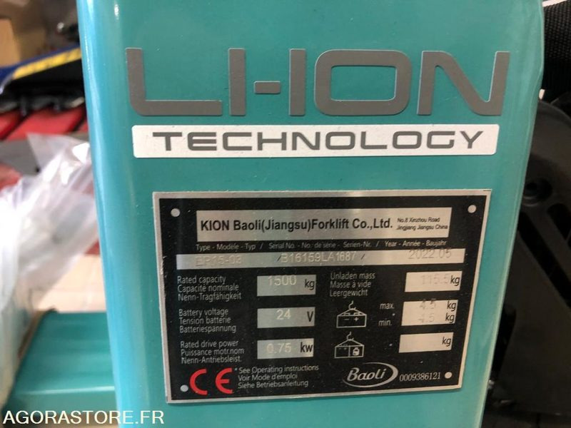 1 Transpalette Electrique 1500 Kg BAOLI - NEUF - Строительное оборудование: фото 3 1 Transpalette Electrique 1500 Kg BAOLI - NEUF - Строительное оборудование: фото 3