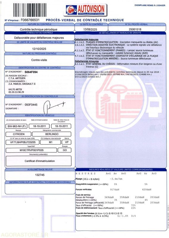 Легковой фургон CITROËN BERLINGO - 132745km - 2011: фото 11