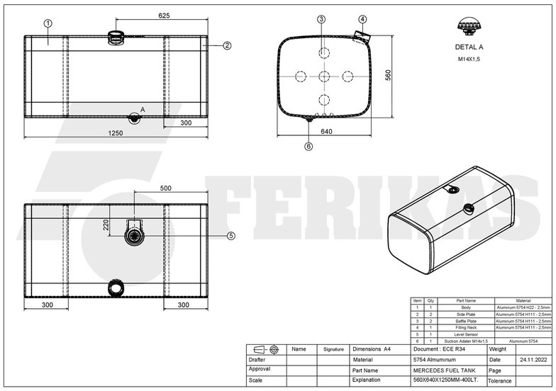 Новый Топливный бак для Грузовиков Mercedes-Benz New aluminum fuel tank 400L: фото 8 Новый Топливный бак для Грузовиков Mercedes-Benz New aluminum fuel tank 400L: фото 8