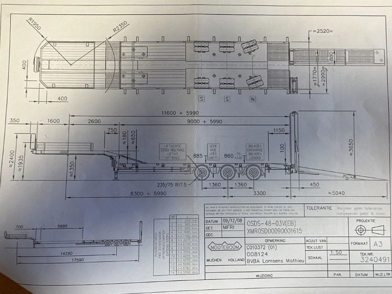 Nooteboom OSDS-48-03V, 6 M EXTENDABLE, LAST AXLE STEERING. FIRST LIFT AXEL, HYDRAULIC RAMPS - Низкорамный полуприцеп: фото 2 Nooteboom OSDS-48-03V, 6 M EXTENDABLE, LAST AXLE STEERING. FIRST LIFT AXEL, HYDRAULIC RAMPS - Низкорамный полуприцеп: фото 2
