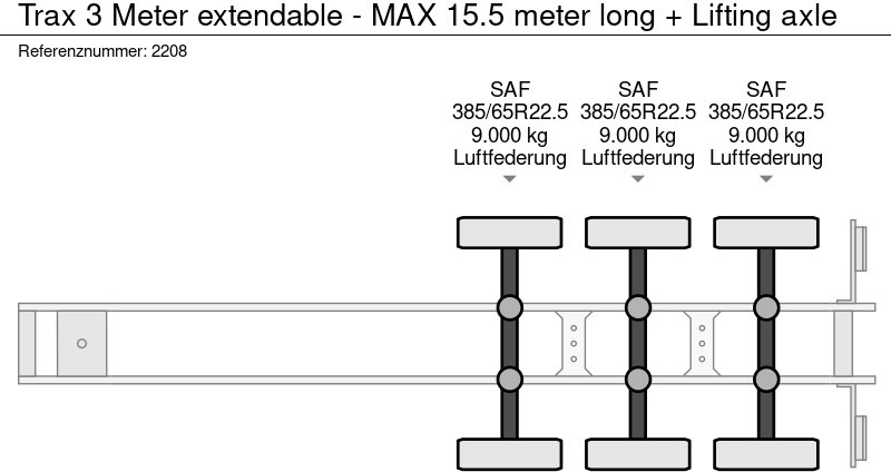 Полуприцеп бортовой/ Платформа Trax 3 Meter extendable - MAX 15.5 meter long + Lifting axle: фото 17
