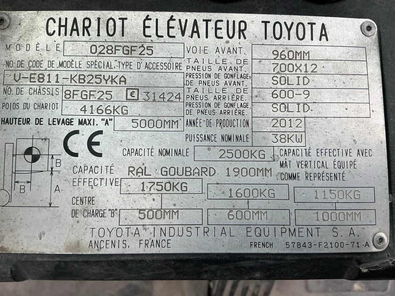 2012 TOYOTA 028FGF25 FORKLIFT - Вилочный погрузчик: фото 2 2012 TOYOTA 028FGF25 FORKLIFT - Вилочный погрузчик: фото 2
