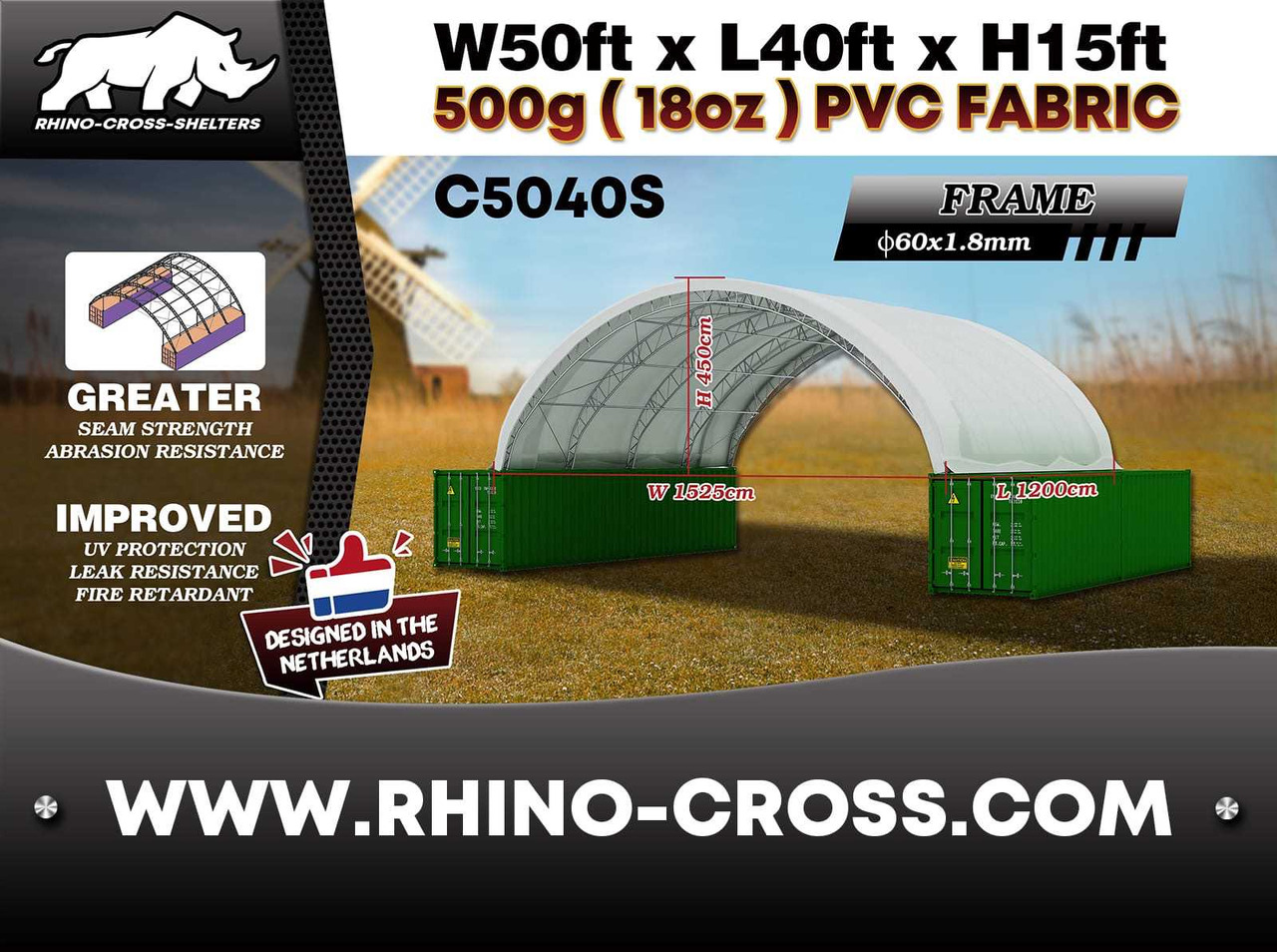 Rhino-Cross-Shelter C5040S 12x15,25x4,5 m - Резервуар для хранения: фото 3 Rhino-Cross-Shelter C5040S 12x15,25x4,5 m - Резервуар для хранения: фото 3