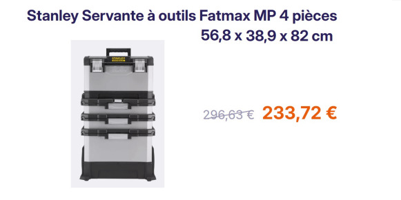 Servante d'atelier sur roulettes STANLEY FATMAX MP 4 pièces - Складская техника: фото 1 Servante d'atelier sur roulettes STANLEY FATMAX MP 4 pièces - Складская техника: фото 1