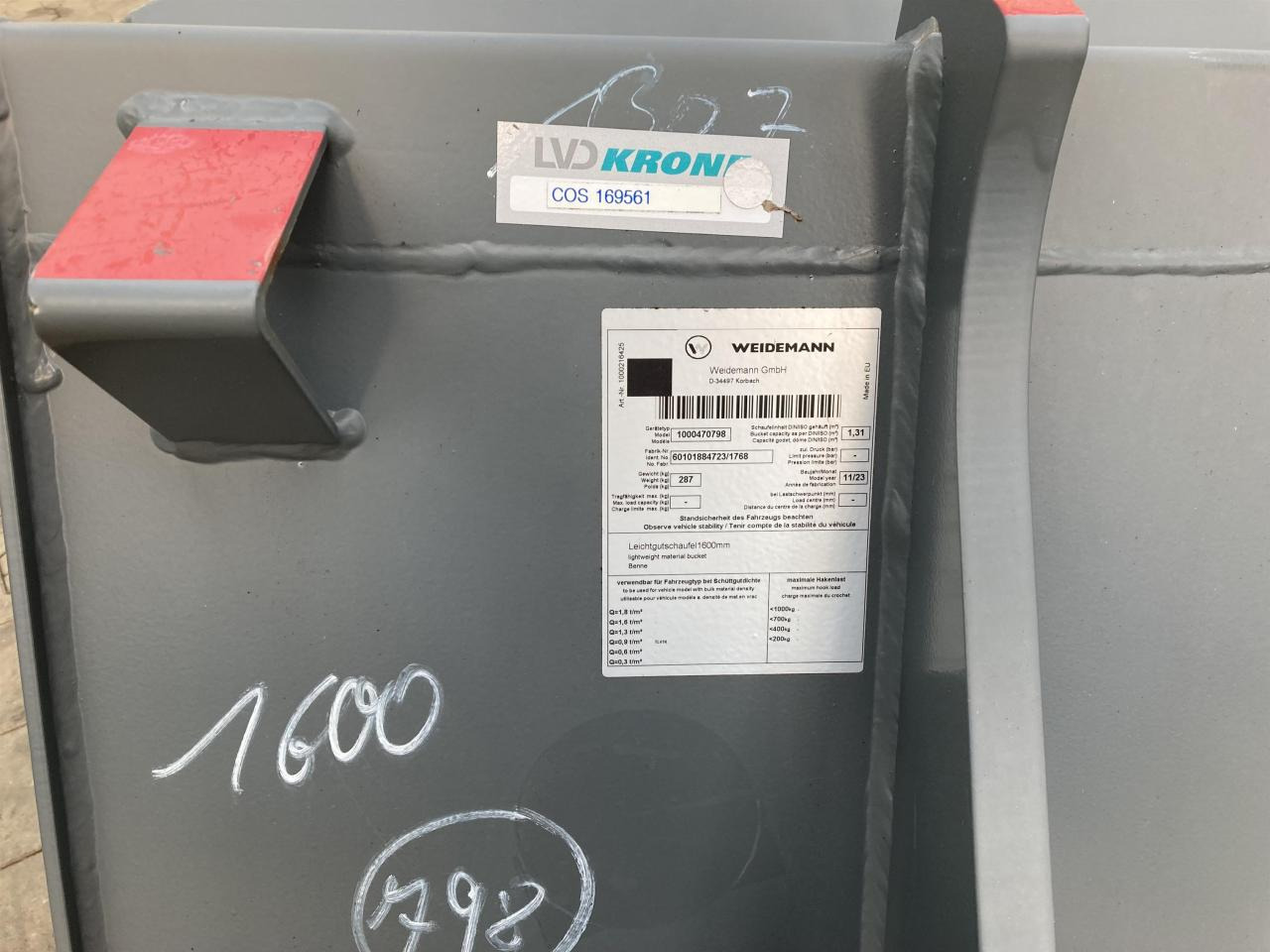 Kramer 1600 mm - Ковш: фото 5 Kramer 1600 mm - Ковш: фото 5