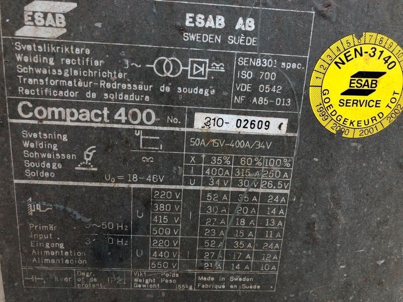 Compact 400 CO2 Mig-Mag 400 Ampere lasapparaat - Сварочное оборудование: фото 3 Compact 400 CO2 Mig-Mag 400 Ampere lasapparaat - Сварочное оборудование: фото 3