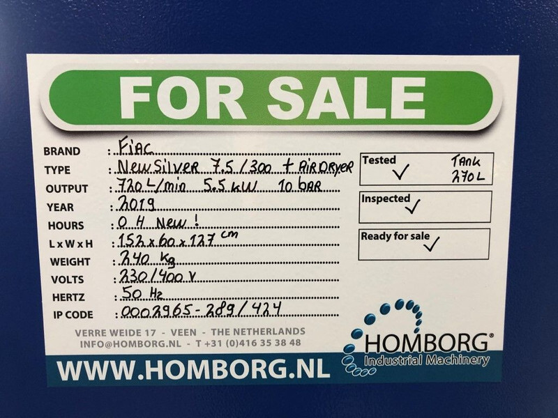 Новый Воздушный компрессор Fiac New Silver D 7.5 / 300 Silent 5.5 kW 720 L / min 10 bar Elektrische Schroefcompressor met ketel en droger: фото 18