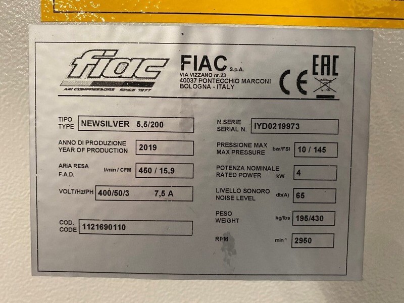 Fiac NewSilver 5.5 / 200 Silent 4 kW 450 L / min 10 Bar Elektrische Schroefcompressor met ketel - Воздушный компрессор: фото 4 Fiac NewSilver 5.5 / 200 Silent 4 kW 450 L / min 10 Bar Elektrische Schroefcompressor met ketel - Воздушный компрессор: фото 4