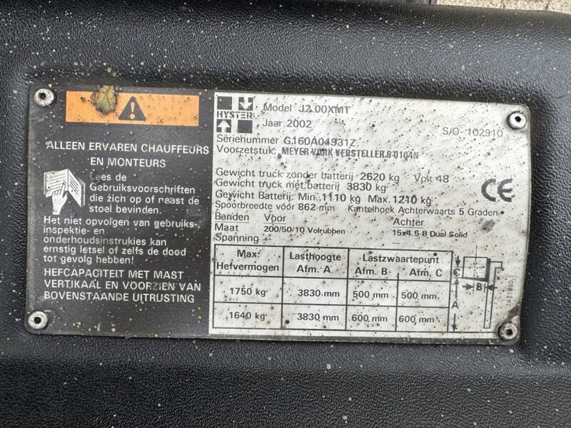 Hyster J2.00XMI 2 ton Triplex Freelift Sideshift Elektra Heftruck accu 2012 - Электропогрузчик: фото 3 Hyster J2.00XMI 2 ton Triplex Freelift Sideshift Elektra Heftruck accu 2012 - Электропогрузчик: фото 3