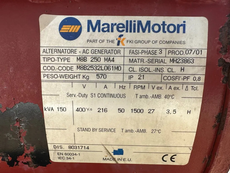 Электрогенератор Iveco 8061 Marelli 150 kVA noodstroom generatorset ATS automatische netovername: фото 11