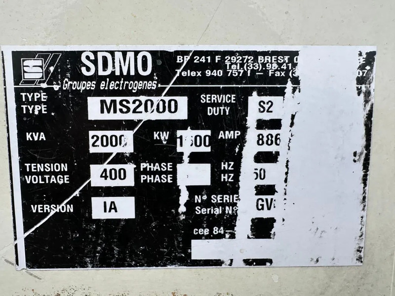 SDMO MS2000 MTU Leroy Somer 2000 kVA generatorset - Электрогенератор: фото 5 SDMO MS2000 MTU Leroy Somer 2000 kVA generatorset - Электрогенератор: фото 5