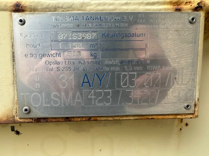 Tolsma Kiwa IBC 1150 liter Dieseltank Milieutank - Морской контейнер: фото 3 Tolsma Kiwa IBC 1150 liter Dieseltank Milieutank - Морской контейнер: фото 3