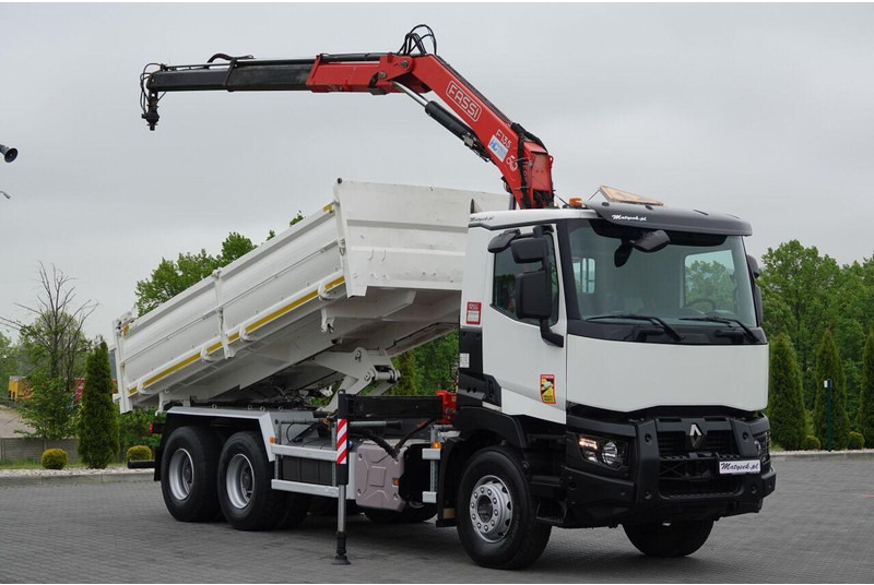 Самосвал, Автоманипулятор Renault C 380 / 6x4 / WYWROTKA 3 STRONNA  + HDS FASSI F135 / HYDROBURTA: фото 7