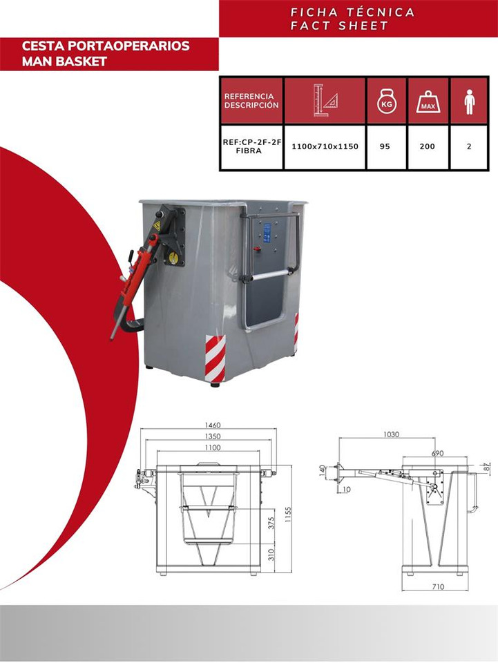 Man Basket + Connection Coupler OF-CP-2F2F+A - Навесное оборудование для Кранов-манипуляторов: фото 3 Man Basket + Connection Coupler OF-CP-2F2F+A - Навесное оборудование для Кранов-манипуляторов: фото 3