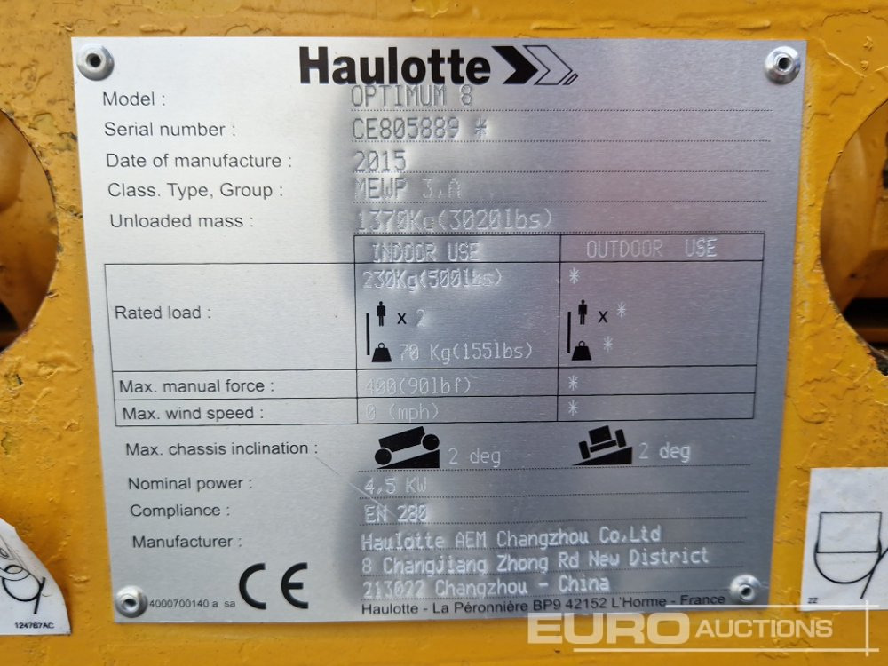 Подъёмник 2015 Haulotte Optimum 8: фото 22