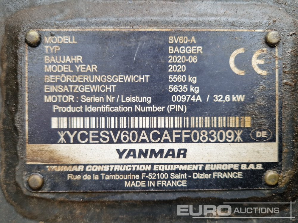 Мини-экскаватор 2020 Yanmar SV60-6A: фото 39