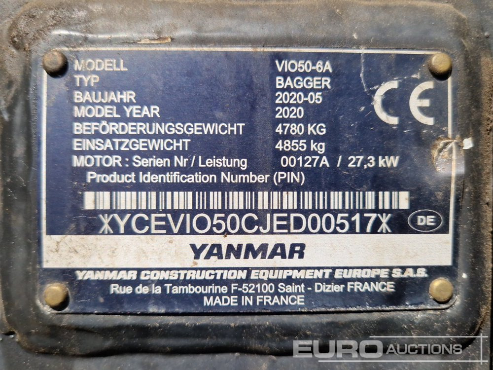 Мини-экскаватор 2020 Yanmar ViO50-6A: фото 35