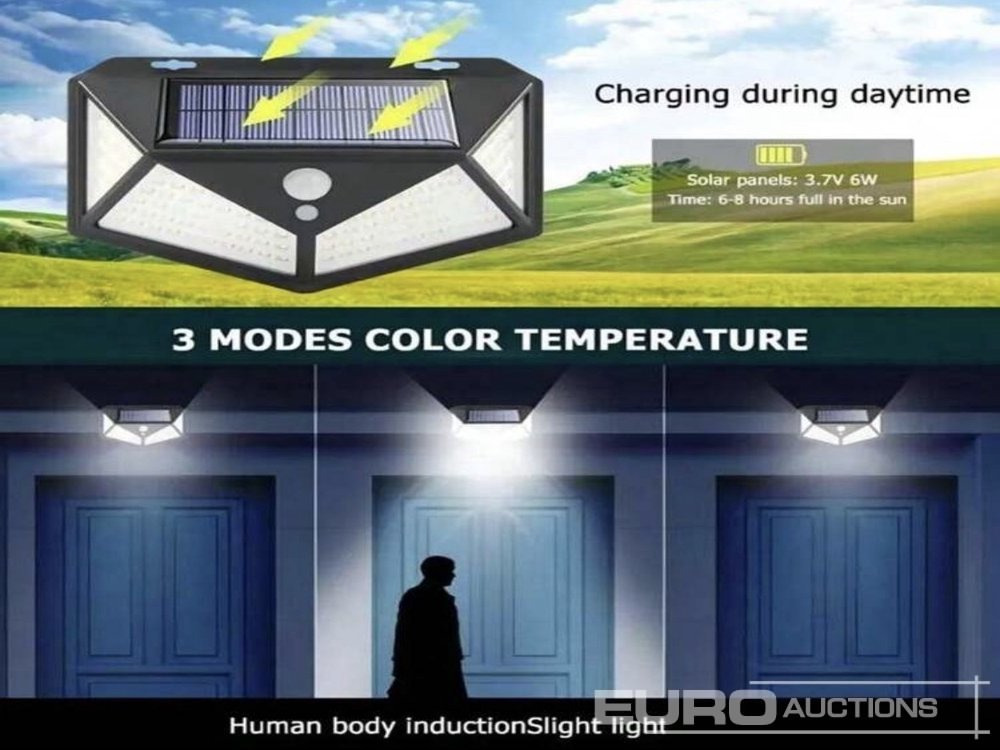 Unused 100 LED Outdoor Solar Light, Waterproof With Motion Sensor Floodlight, Wireless, Intelligent Light Control, 4 Side Illumination (2 of) - Строительное оборудование: фото 5 Unused 100 LED Outdoor Solar Light, Waterproof With Motion Sensor Floodlight, Wireless, Intelligent Light Control, 4 Side Illumination (2 of) - Строительное оборудование: фото 5