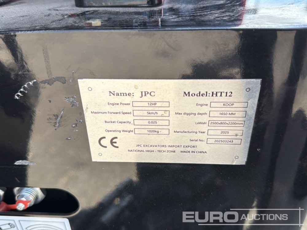 Unused 2025 JPC HT 12 - Мини-экскаватор: фото 1 Unused 2025 JPC HT 12 - Мини-экскаватор: фото 1