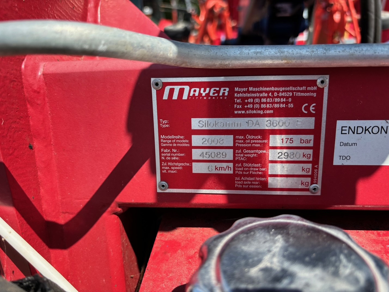 Mayer Siloking Silokamm DA 3600 F - Техника для силоса: фото 2 Mayer Siloking Silokamm DA 3600 F - Техника для силоса: фото 2
