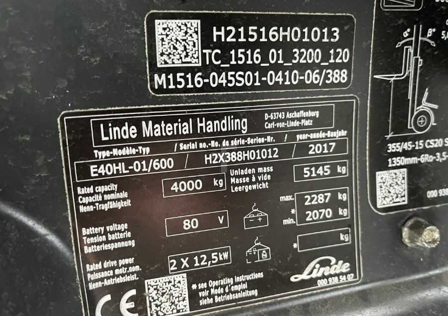 Linde E40/600HL - Электропогрузчик: фото 1 Linde E40/600HL - Электропогрузчик: фото 1