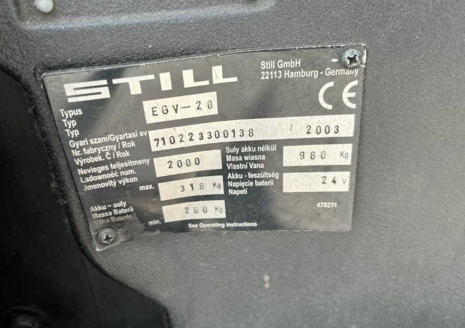 Still EGV20 - Штабелер: фото 4 Still EGV20 - Штабелер: фото 4