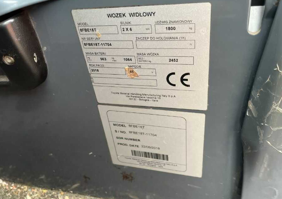 Toyota 8FBE18T - Электропогрузчик: фото 4 Toyota 8FBE18T - Электропогрузчик: фото 4
