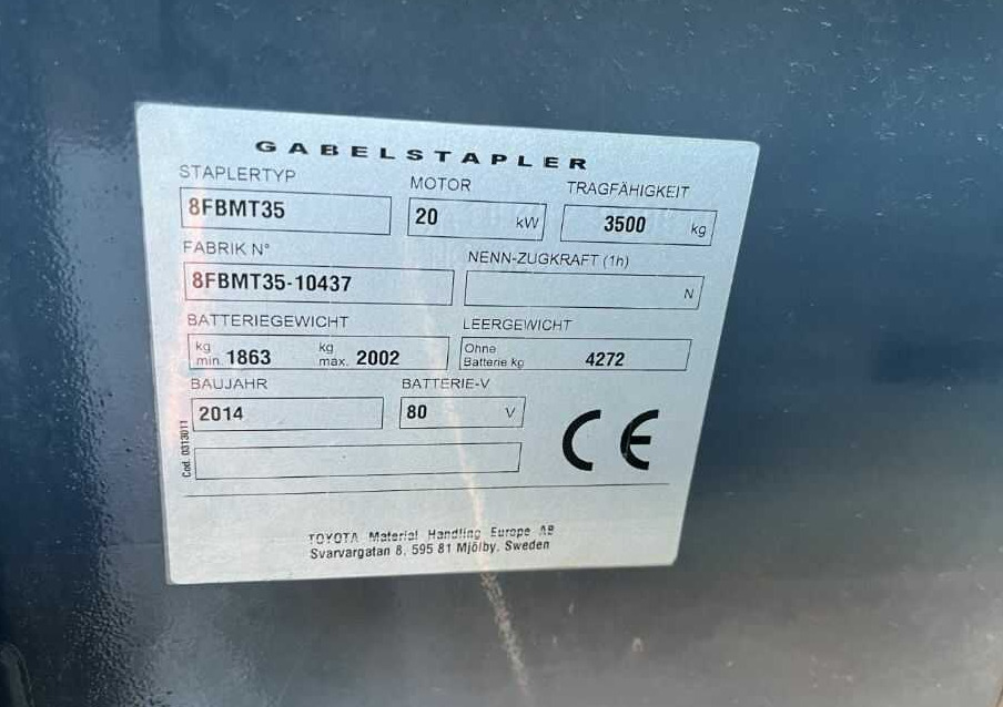 Toyota 8FBMT35 - Электропогрузчик: фото 4 Toyota 8FBMT35 - Электропогрузчик: фото 4